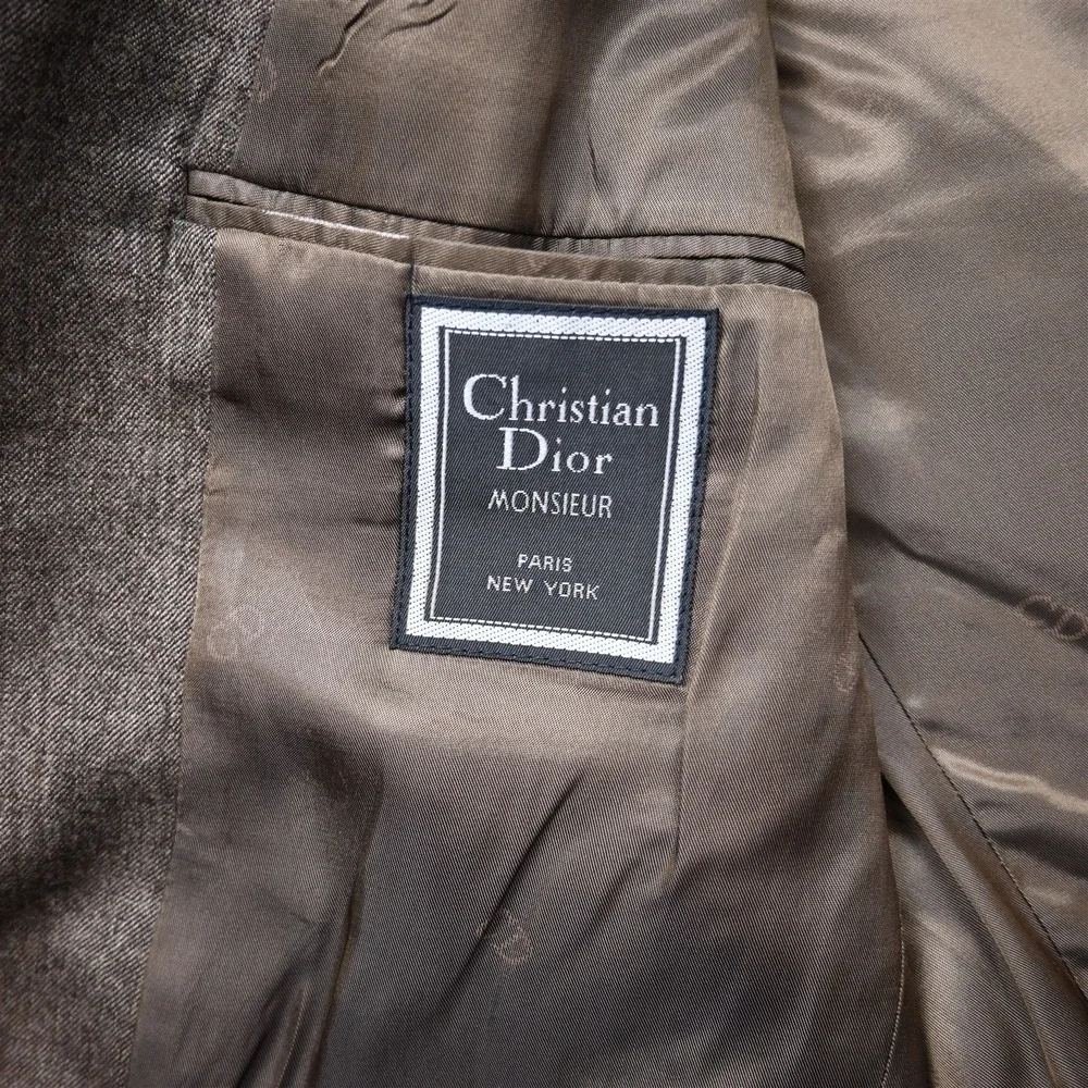 Vtg USA Christian Dior 40S Brown Birdesye Wool Slim Mens Blazer Sport‎ Coat